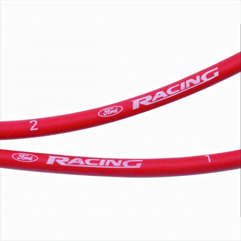 Ford Mustang Spark Plug Wire Set - Ford Racing - 9mm, Spiral-Wound, 45 Deg. Long Boot, Stainless Steel Terminals - Red - `96-`04
